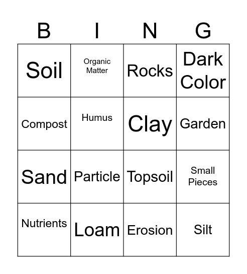 Exploring Soil Bingo Card