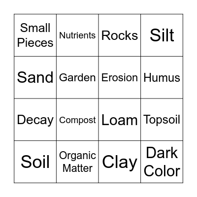 Exploring Soil Bingo Card