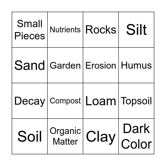 Exploring Soil Bingo Card