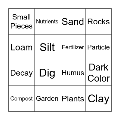 Exploring Soil Bingo Card