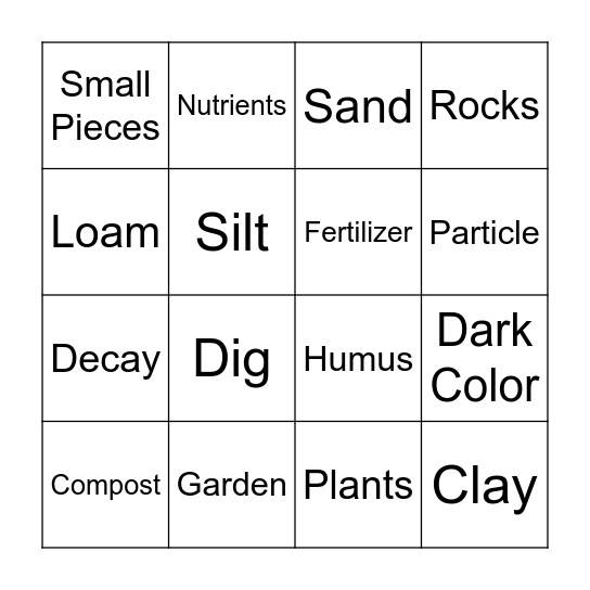 Exploring Soil Bingo Card