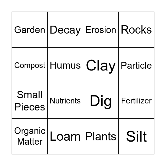 Exploring Soil Bingo Card