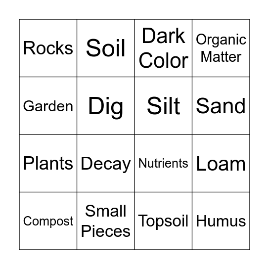 Exploring Soil Bingo Card