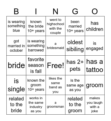 Find the Guest Bingo Card