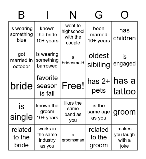 Find the Guest Bingo Card