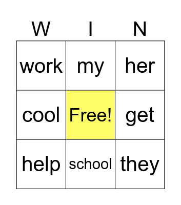 Spelling - Unit 11 List 1 Bingo Card