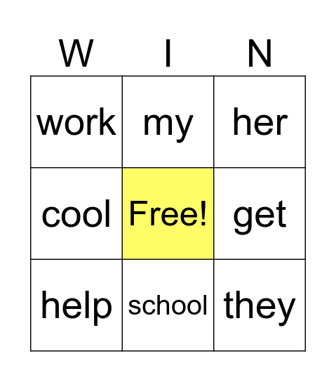 Spelling - Unit 11 List 1 Bingo Card