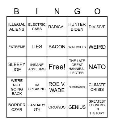 DEBATE NIGHT 2024 Bingo Card