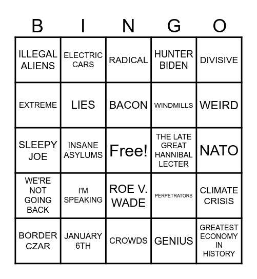 DEBATE NIGHT 2024 Bingo Card