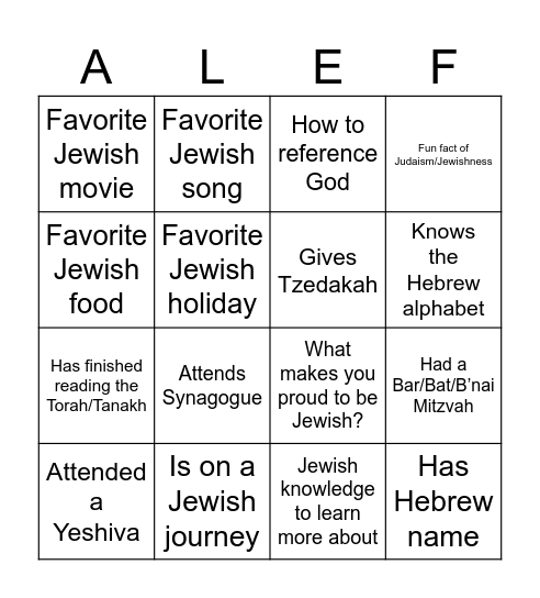 JSA Convo & Bingo Card