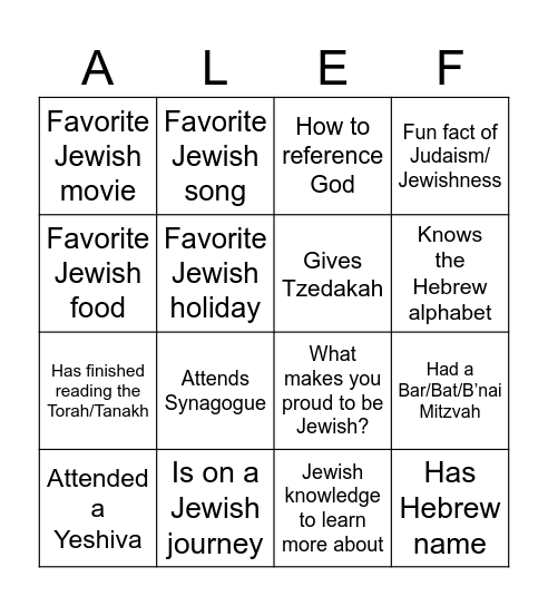 JSA Convo & Bingo Card