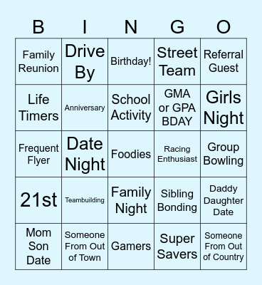 Andretti Bingo Card