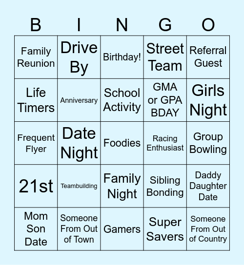 Andretti Bingo Card