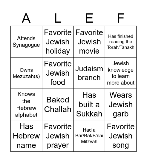 JSA Convo & Bingo Card