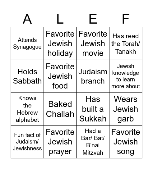 JSA Convo & Bingo Card