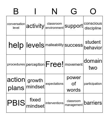 Master Teacher Academy Bingo Card