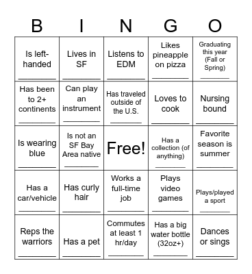 Human Bingo Card