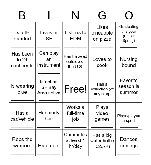 Human Bingo Card