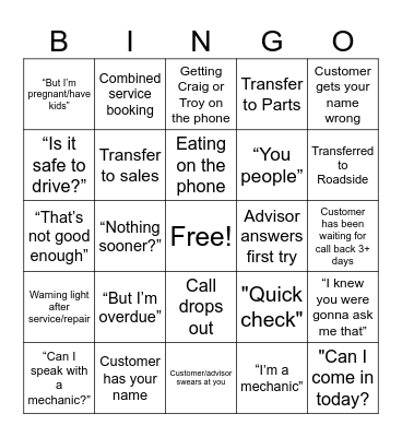 CCC BINGO Card