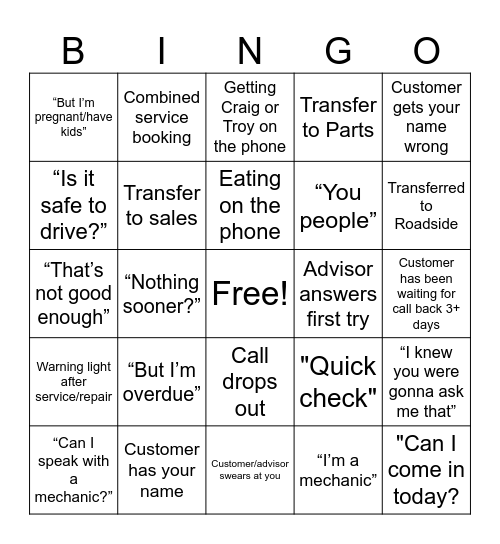 CCC BINGO Card