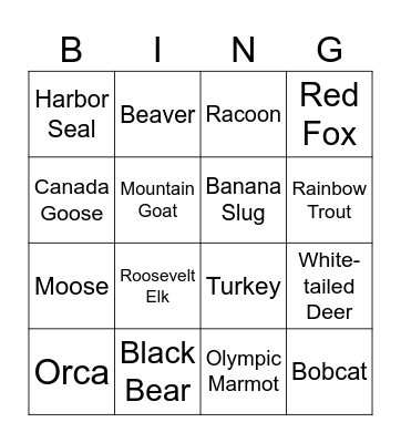 Animal ID! Bingo Card