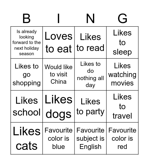 Find Someone Who Bingo Card