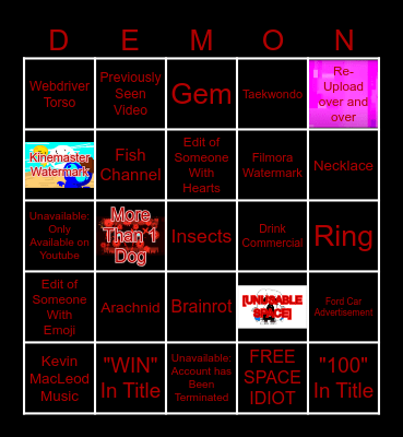 EXTREME DEMON PetitTube BINGO Card