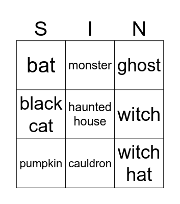 Halloween Bingo Card