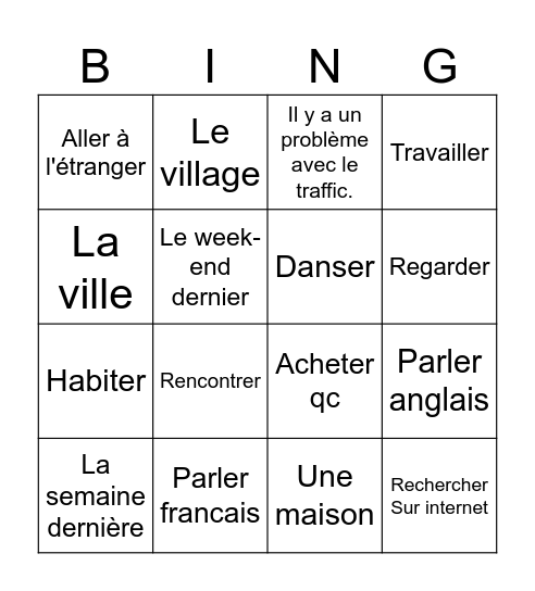 lundi matin Bingo Card