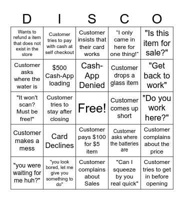 Retail Bingo Card