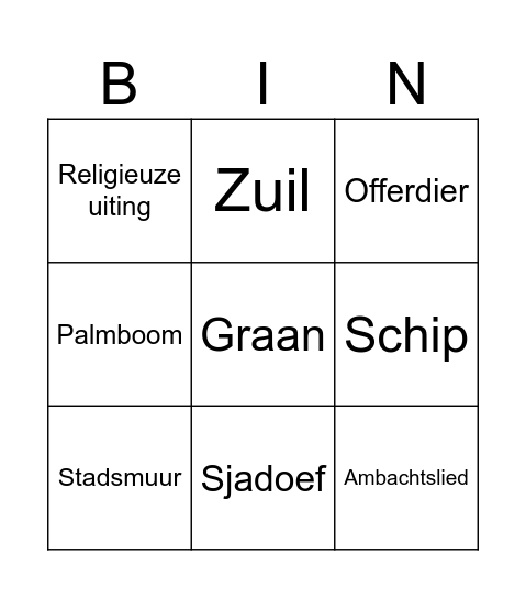 Origins Bingo Card