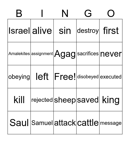 Saul and Agag Bingo Card