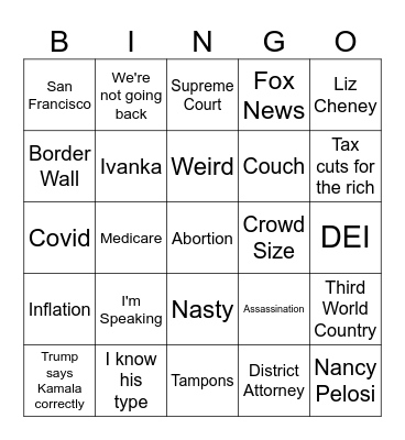 Debate Bingo Card
