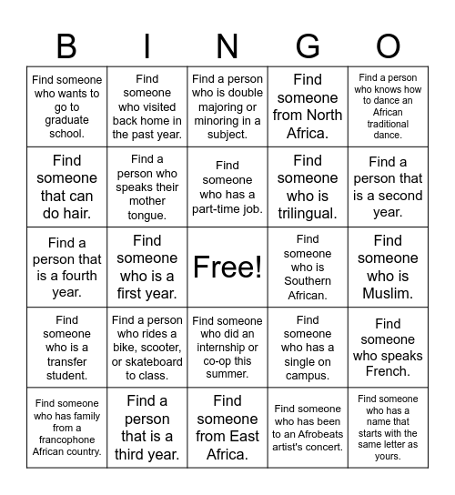 ASA call out Bingo Card