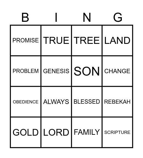 Year 5/6 Scripture Bingo Card