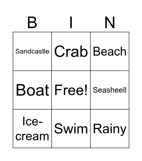 Summer Bingo Card