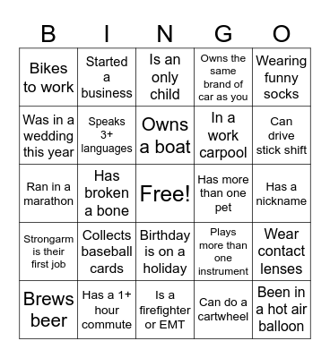 Get to Know Me Bingo! Bingo Card