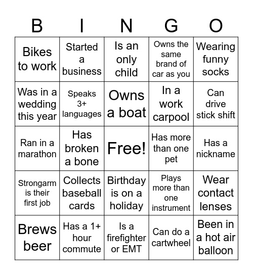 Get to Know Me Bingo! Bingo Card