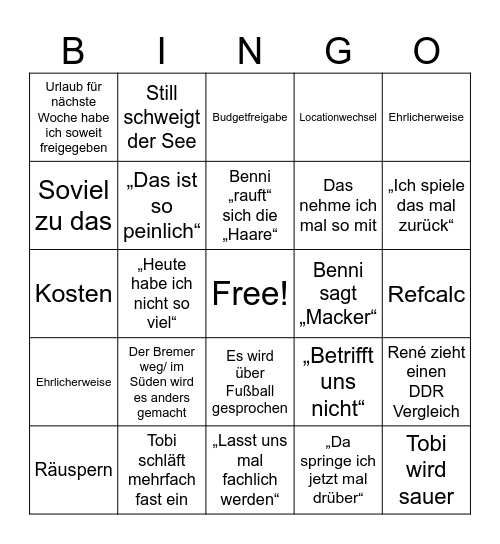 BB Volume 2 Bingo Card