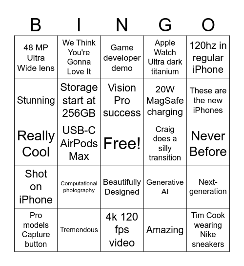 It's Glowtime Bingo Card