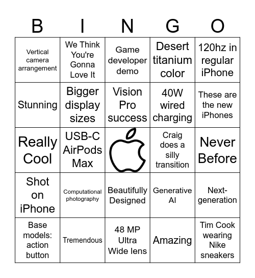 It's Glowtime - Apple Bingo Card