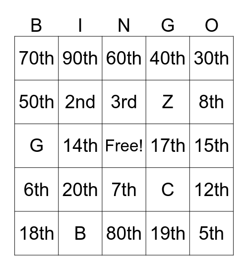 Listening Practice Bingo Card