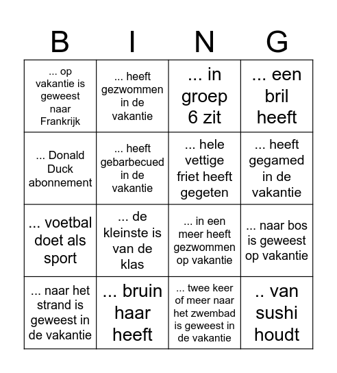 Zoek iemand die... Bingo Card