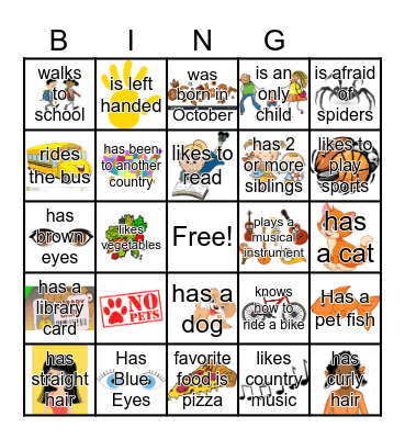 Get to know you bingo Card