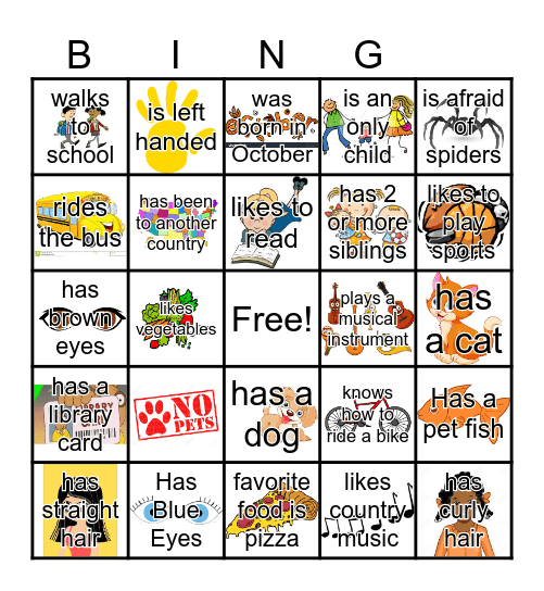 Get to know you bingo Card