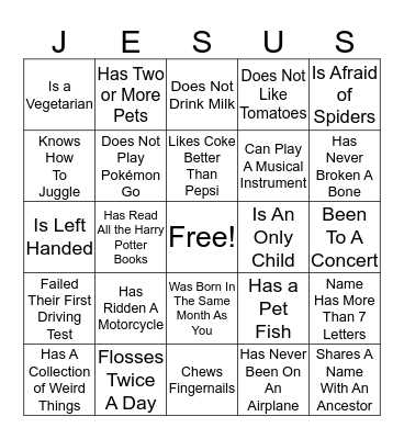 Mt. Olivet Go For the Gold Bingo Card