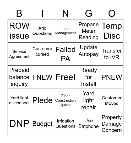 Bingo Card