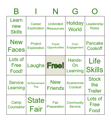 Jr. Leaders Bingo Card