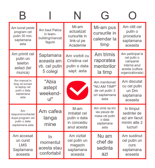 Friday Funday Bingo Card