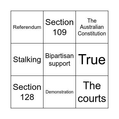 Law Reform Bingo Card
